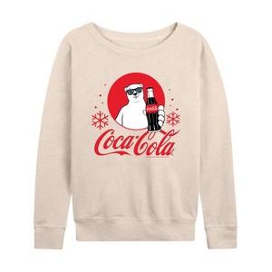 Women's - Coca-Cola - Polar Bear Circle With Snowflakes Lightweight French Terry Wide Neck Long Sleeve Graphic Shirt - 1 of 4