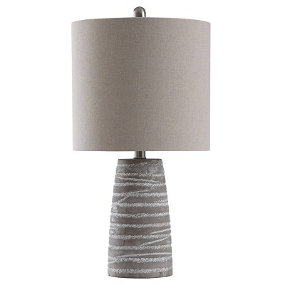 Gray Washed Ceramic Table Lamp with Fabric Shade