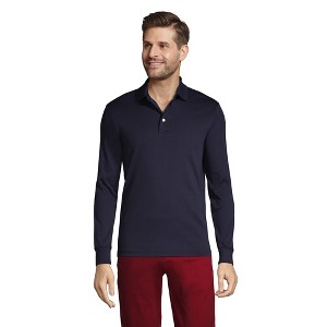Lands' End Men's Long Sleeve Cotton Supima Polo Shirt - 1 of 4