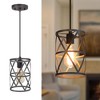 LNC Mocha 1-Lights 6“ Farmhouse Cylinder Mini Pendant  Lights,Brushed Black - 2 of 4