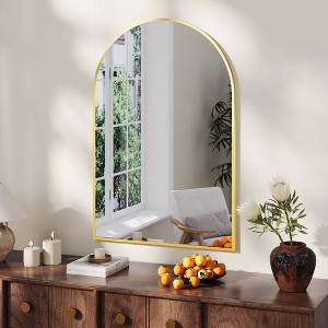Arched Wall Mirror – Modern Arch Metal Frame Bathroom Vanity Mirror, Hanging or Leaning Design - 1 of 4