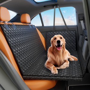 Dog Car Seat Cover with Hard Bottom,Back Seat Extender for Large Dogs, Mesh Window and Pockets,Fits Car SUV Truck–LAOTIES - 1 of 4