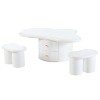 TIRAMISUBEST Cloud Coffee Table Set of 3, Irregular Shape Center Table Cocktail Table with 2 Drawers and 2 Small Stools for Living Room - 4 of 4