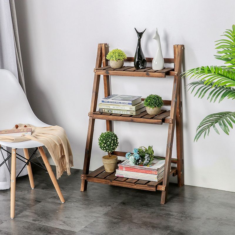 Yaheetech 3 Tier Folding Wooden Flower Pot Stand Display Stand Shelf for Indoor/Outdoor, 3 of 9