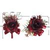 GAOMON Bride Corsage Flower Wrist Flowers Set Artificial Flower Wrist Corsage Bracelets Wedding Party Wrist Flowers Accessories Wine Red - 3 of 4