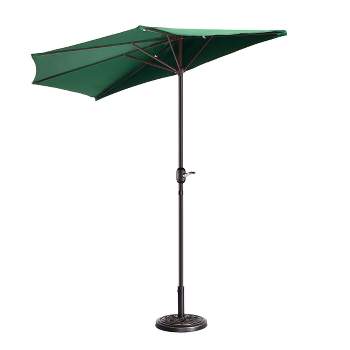 Nature Spring 9-ft Easy Crank Half Patio Umbrella - Small Canopy for Balcony, Table, or Deck
