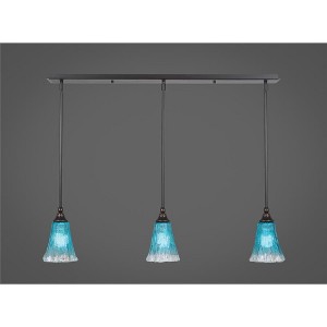 Toltec Lighting Any 3 - Light Chandelier in  Dark Granite with 5.5" Fluted Teal Crystal  Shade - 1 of 1