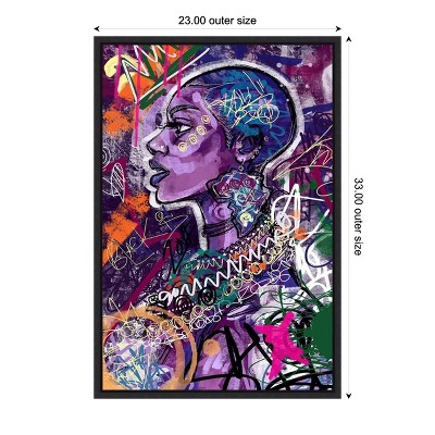 Vibrant Abstract Woman Profile Canvas Wall Art 23 x 33-in.