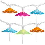 Northlight 10 Count Colorful Drink Umbrella Novelty String Lights, 6.5 ft White Wire