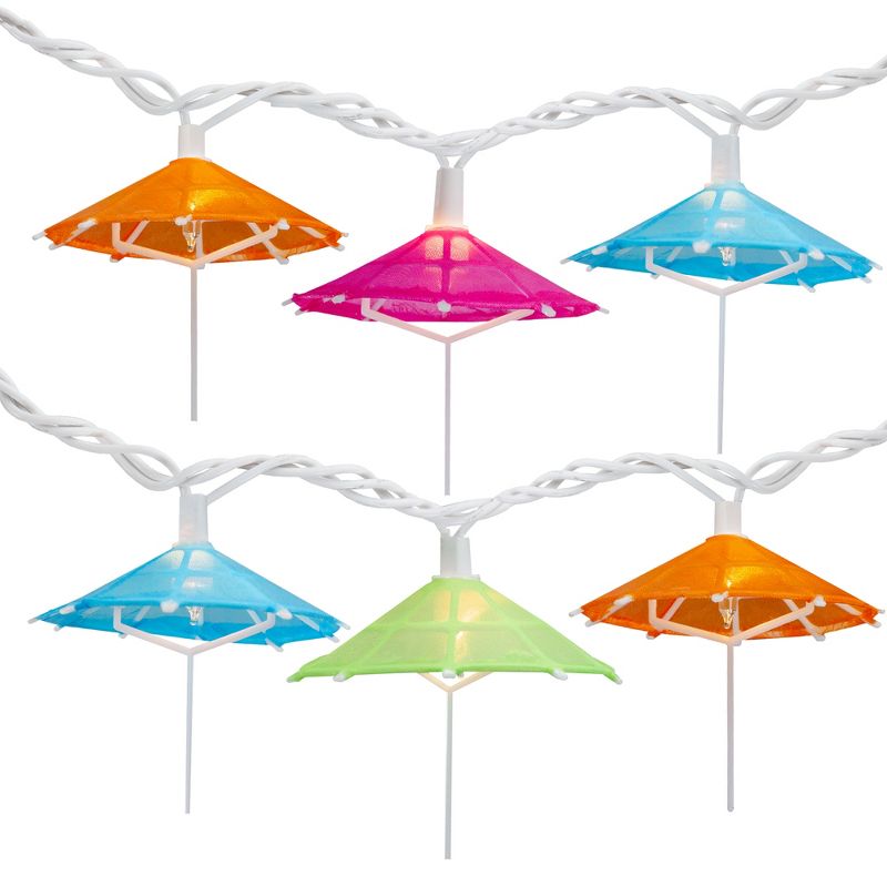 Northlight 10 Count Colorful Drink Umbrella Novelty String Lights, 6.5 ft White Wire, 1 of 5