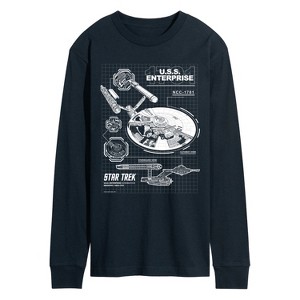 Men's - Star Trek - Enterprise Diagram Long Sleeve Graphic T-Shirt - 1 of 4
