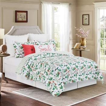 C&F Home Clover Bug Spring Floral Cotton Quilt Set  - Reversible and Machine Washable