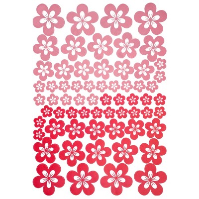 Slickblue Colorful Flower Wall Decals – Floral Vinyl Stickers in Green/Yellow/Pink, Multiple Design Options 19.7" x 27.6"