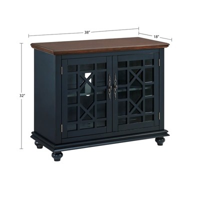 Catalina Blue TV Stand with Coffee Walnut Top and Cabinet