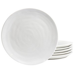 Gibson Our Table Simply White 6 Piece 8.75 Inch Organic Round Porcelain Salad Plate Set in White - 1 of 4