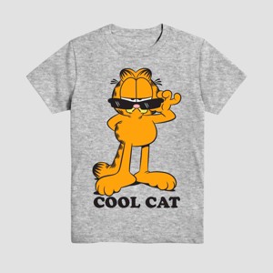 Boys' Garfield Cool Cat Short Sleeve Graphic T-Shirt - Heather Gray - 1 of 3