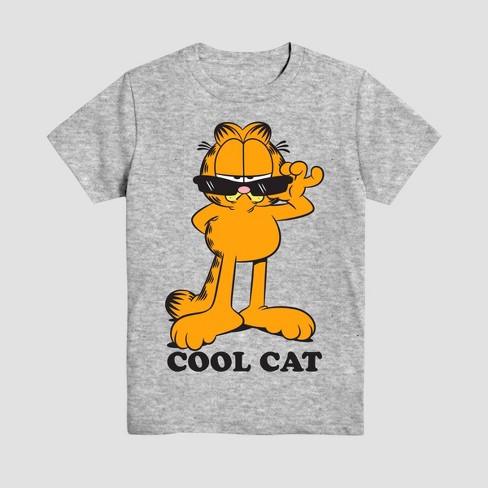 Boys Garfield Cool Cat Short Sleeve Graphic T shirt Heather Gray S Target