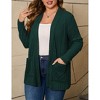 Womens Plus Size Open Front Cardigan Lightweight Long Sleeve Sweaters Tops 2024 Fall Coat Outerwear with Pockets - 4 of 4