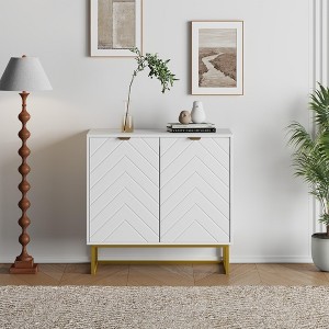 Modern Sideboard Buffet Cabinet with Storage, Wood Accent Storage Cabinet with Doors & Shelf, Credenza Console Table for Living Room Dining Room - 1 of 4