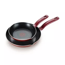 T-fal Simply Cook Nonstick Cookware, 2pc Fry Pan Set, 8 & 10", Red