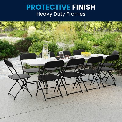 Granite White and Black 11-Piece Folding Table and Chair Set