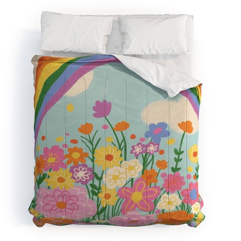 Deny Designs 3pc King Gigi Rosado Happy Rainbow Comforter and Pillow Sham Set Blue: Abstract Design, Non-Woven Fabric, Machine Washable - image 1 of 4