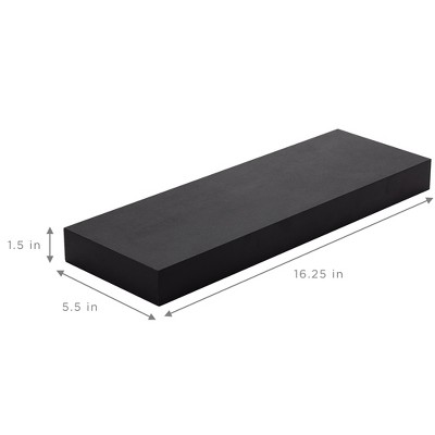 Black Rectangular Floating Wall Shelves Set of 3
