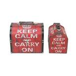 Northlight Set of 2 Red and White Keep Calm and Carry On Decorative Wooden Storage Boxes 10.25-11.75"