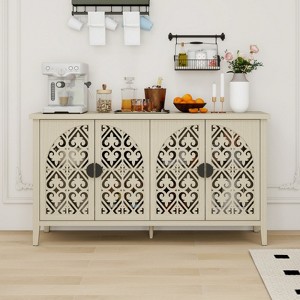 SKRAN Modern Rattan Cabinet: Engineered Rattan Storage with Adjustable Shelves - Particle Board & MDF Frame for Bedroom Living Room - 1 of 4