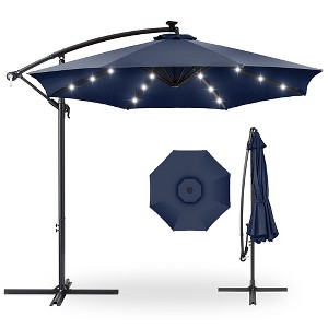 Best Choice Products 10ft Solar LED Offset Hanging Outdoor Market Patio Umbrella w/ Adjustable Tilt - 1 of 4