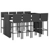 vidaXL Contemporary 9 Piece Patio Bar Set with Comfy Cushions, Black Poly Rattan, Weather-Resistant Material, Easy Assembly, Tempered Glass Tabletop - 3 of 4