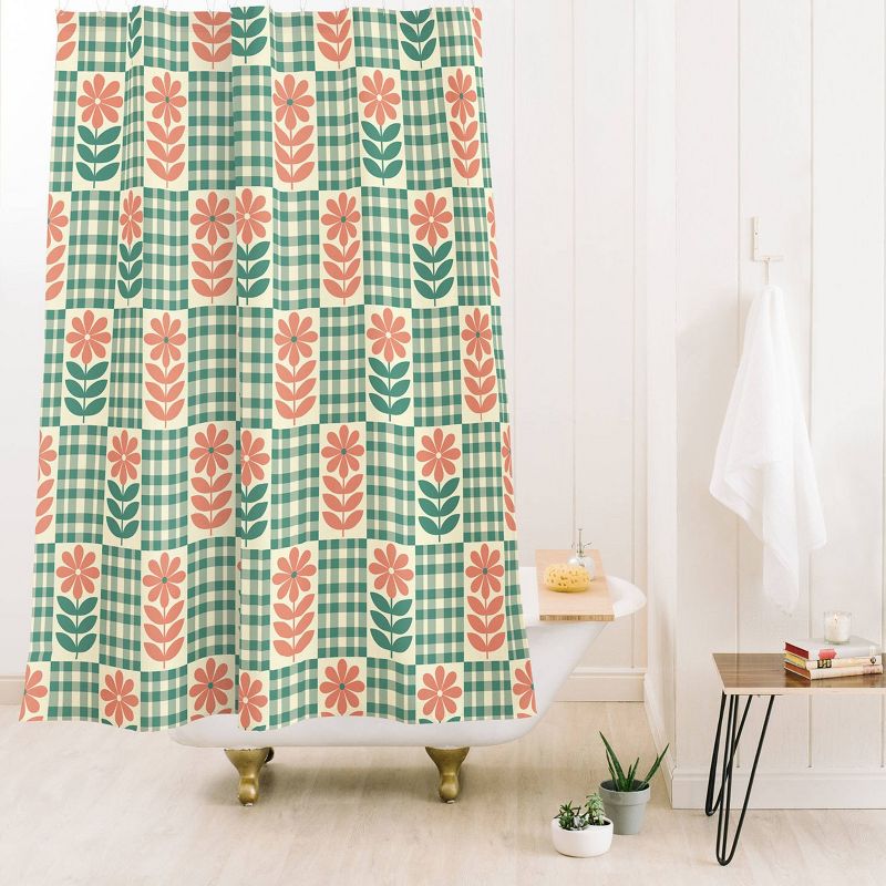 Jenean Morrison Gingham Floral Green Shower Curtain Green - Deny Designs, 3 of 4