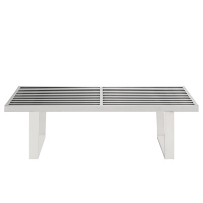 Modway Sauna 4' Mid-Century Modern Stainless Steel Bench - Silver