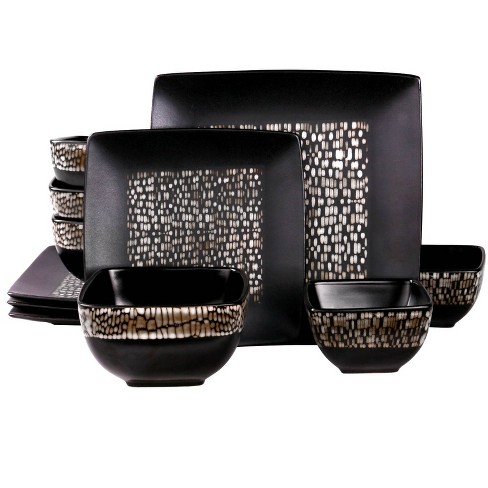 Black square plate set sale