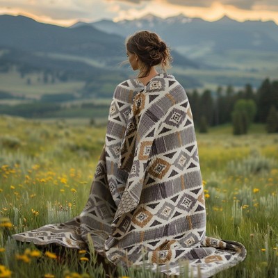 Santa Fe Gray and Tan Cotton Reversible King Quilt