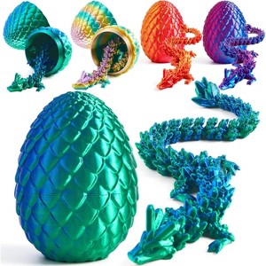 Joyfy 4 Pcs 3D Printed Dragon Eggs with Laser Dragon, Cool Articulated Magic Fidget Toys for Christmas Stocking Stuffers Party Favors and Classroom - 1 of 4