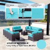 ALAULM Patio Furniture Outdoor Sectional PE Rattan Sofa Set Brown Manual Wicker Patio Conversation Set with Seat Cushions - 3 of 4