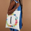 2 Pack Monogrammed Initial Tote Bags, Reusable Grocery Bag for Women, Embroidered, White, 29 in. - 3 of 4