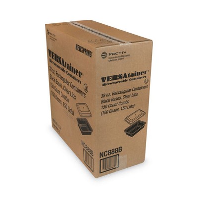 Black and Clear 38 oz Stackable Plastic Food Containers