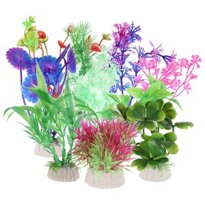 Unique Bargains Fish Tank Artificial Aquarium Plants Ornaments Multicolored 10 Pcs - 1 of 4