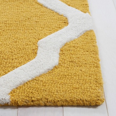 Ivory and Gold 6' x 6' Square Hand-Tufted Wool Area Rug