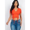 Slickblue Women's Ribbed Surplice Top, Ruched Drawstring Detail, Stretch Fit, 7 Color Options, Size S-L - 2 of 4