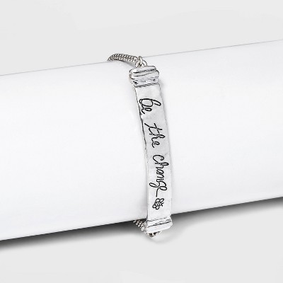 Bella Uno Bellissima Recycled Silver Plated Be the Change Adjustable Bracelet - Silver