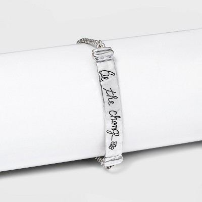 Photo 1 of Bella Uno Bellissima Recycled Silver Plated Be the Change Adjustable Bracelet - Silver