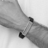 Black Bow Jewelry Stainless Steel Black Leather Antique Textured I.D. Bracelet, 8-8.5 In - 3 of 4