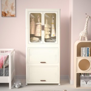 Clothing Storage With 4 Cubes & Hanging Rod,10 Pcs Hangers, Modern Armoire With Magnetic Doors, Armoire Closet-Cuddlewood - 1 of 4