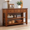 OUTSUPPLY Solid Pine Wood Console Table with 3 Drawers & 2 Shelves, Vintage Entryway Sofa Table - 4 of 4