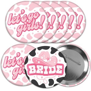 Big Dot of Happiness Last Rodeo - 3 inch Pink Cowgirl Bachelorette Party Badge - Pinback Buttons - Set of 8 - 1 of 4