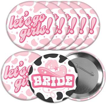 Big Dot of Happiness Last Rodeo - 3 inch Pink Cowgirl Bachelorette Party Badge - Pinback Buttons - Set of 8