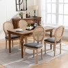 French Country Rattan Back Dining Chairs Set of 2 with Linen Seat and Carved Wood Frame for Dining Room-Cuddlewood - 3 of 4